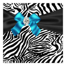 Invitation bleue turquoise de partie de zèbre