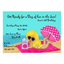 Invitation blonde de coutume de partie de plage