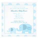 Invitation carrée de baby shower d'éléphants bleus invitations