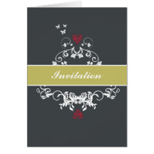 Invitation - coeur rouge bicolore cartes de vœux