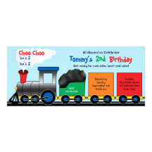 Invitation colorée d'anniversaire de train de Choo