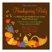 Invitation colorée de dîner de thanksgiving