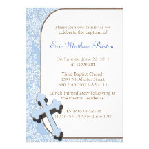 Invitation croisée bleue de baptême/baptême