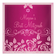 Invitation d'anniversaire de bat mitzvah de rose d