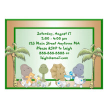 Invitation d'anniversaire de bébés de dinosaure