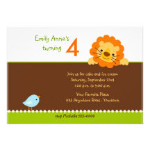 Invitation d'anniversaire de birdie et de lion