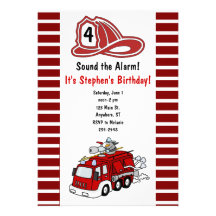 Invitation d'anniversaire de camion de pompiers