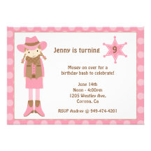 Invitation d'anniversaire de cow-girl