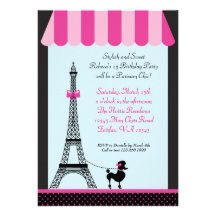 Invitation d'anniversaire de fille de Tour Eiffel