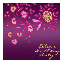 Invitation d'anniversaire de fleur de rose/jaune e