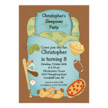 Invitation d'anniversaire de garçons de Sleepover