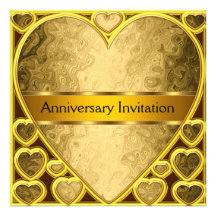 Invitation d'anniversaire de mariage d'or d'art dé