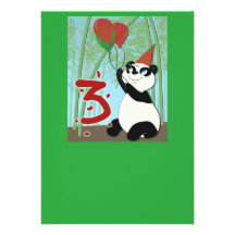 Invitation d'anniversaire de panda troisième