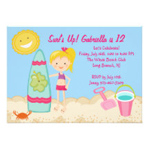 Invitation d'anniversaire de partie de plage de fi