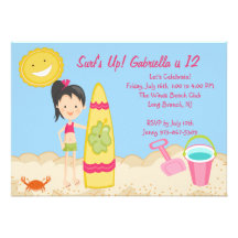 Invitation d'anniversaire de partie de plage de fi