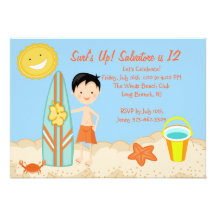 Invitation d'anniversaire de partie de plage de ga
