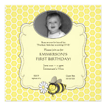 Invitation d'anniversaire de photo d'abeille de mi