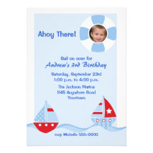 Invitation d'anniversaire de photo de voilier