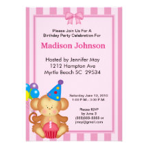 Invitation d'anniversaire de singe