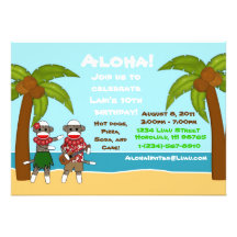 Invitation d'anniversaire de SockMonkey Luau