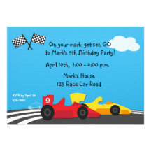 Invitation d'anniversaire de voie de voiture de co