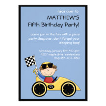 Invitation d'anniversaire de voiture de course