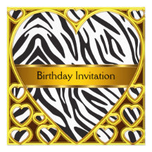 Invitation d'anniversaire de zèbre d'or d'art déco