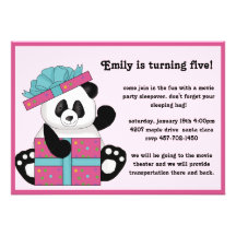 Invitation d'anniversaire d'ours panda