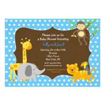 Invitation de baby shower d'animaux de zoo de jung