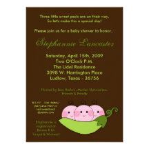 invitation de baby shower de cosse de pois doux de