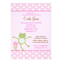 invitation de baby shower de fille de grenouille d