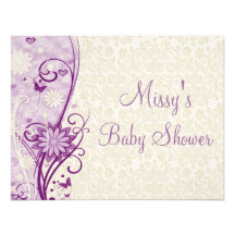 Invitation de baby shower de fleur et de papillon