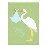 Invitation de baby shower de garçon de cigogne