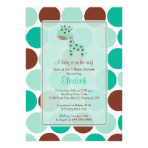 Invitation de baby shower de girafe de turquoise