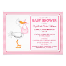 Invitation de baby shower de l'arrivée de la cigog