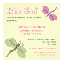 Invitation de baby shower de libellules