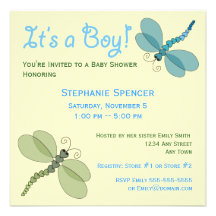 Invitation de baby shower de libellules