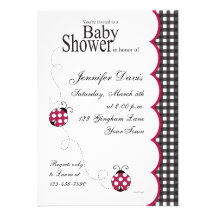 Invitation de baby shower de Madame Bug de guingan