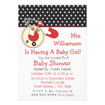 Invitation de baby shower de professeur - rouge et