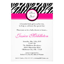 invitation de baby shower d'impression de zèbre de
