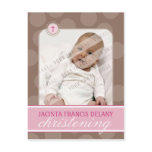 INVITATION DE BAPTÊME : : point de polka - rose