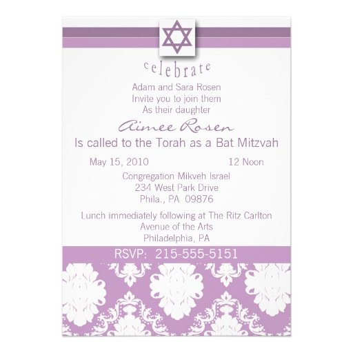 Invitation de bat mitzvah