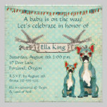 Invitation de bébé bleu de bouledogues français invitations