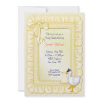 Invitation de bébé de cigogne - jaune