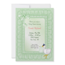 Invitation de bébé de cigogne - menthe