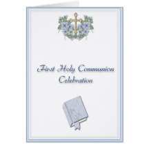 Invitation de bleu de communion carte de vœux