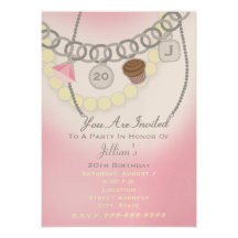 Invitation de bracelet de charme d'anniversaire et