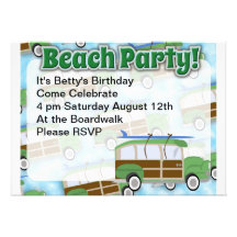 Invitation de chariot de Woodie de partie de plage