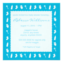 Invitation de choses de bébé bleu