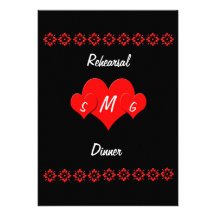 Invitation de coeur de monogramme de dîner de répé